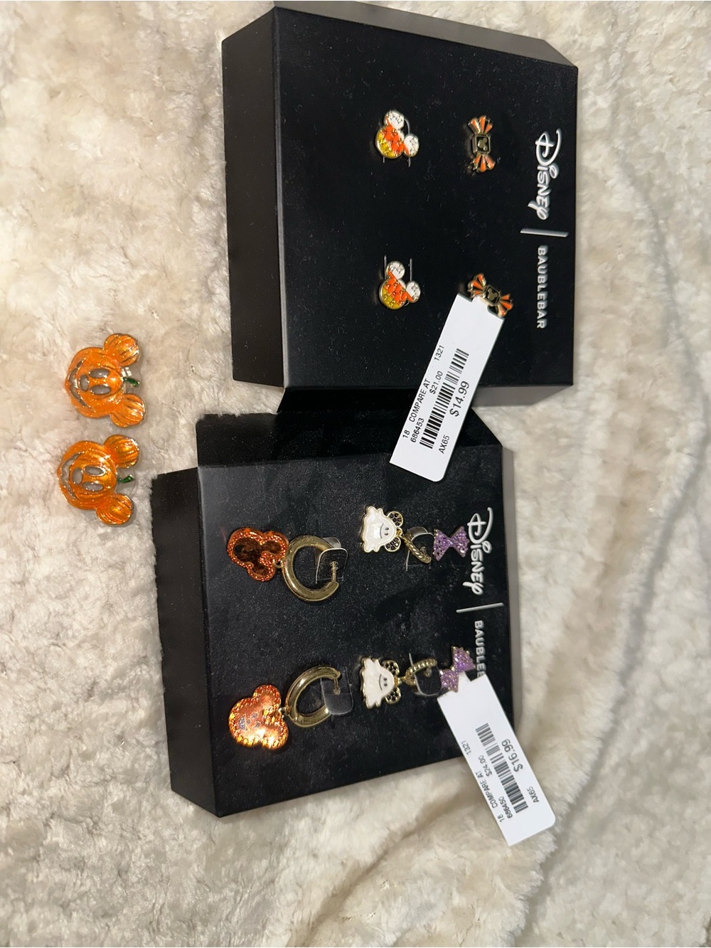 BaubleBar Disney Pumpkin & Halloween Charm Earring Set — Orange, Gold, Purple